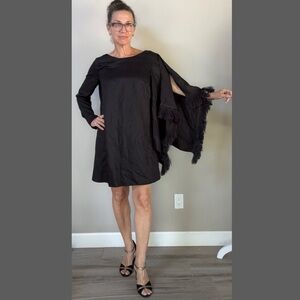 Mother of Pearl Avery Fringe trim angel sleeve Bateau Neckline Mini Dress Small